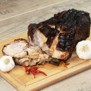 Spanferkel Krustenbraten mit Schweine Puder