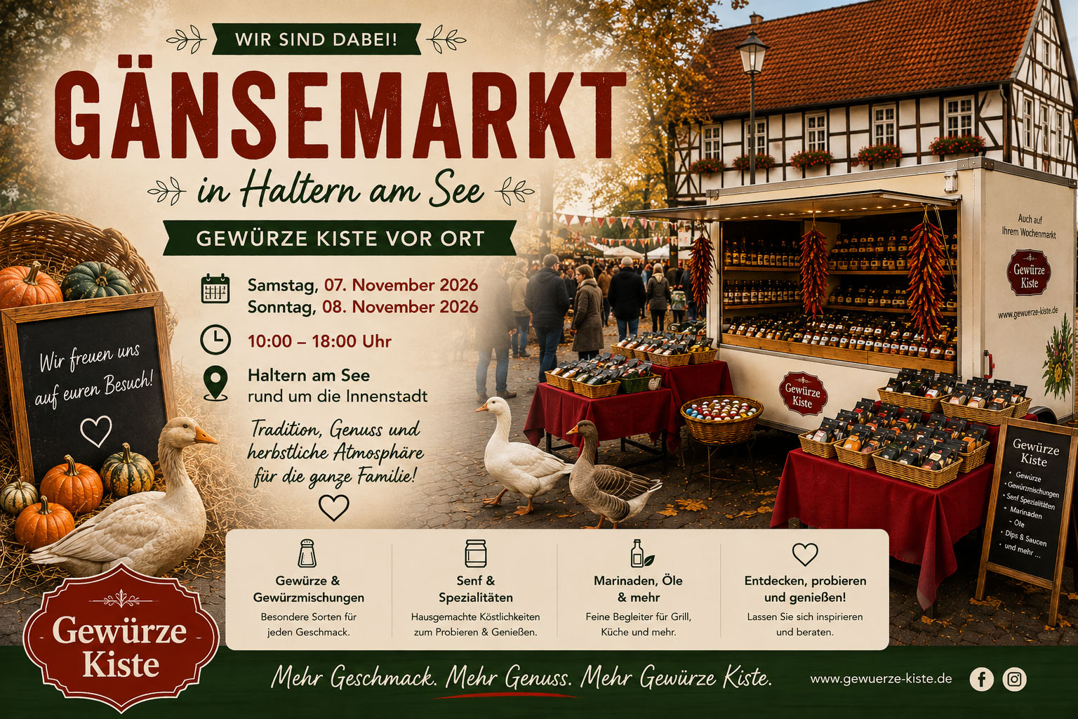 Gänsemarkt Haltern am See 2026 mit Gewürze Kiste am 7. und 8. November