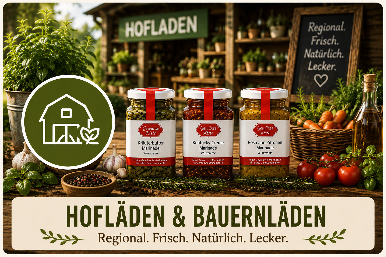 Gewürze Kiste bei Hofläden, Bauernläden und regionalen Partnern