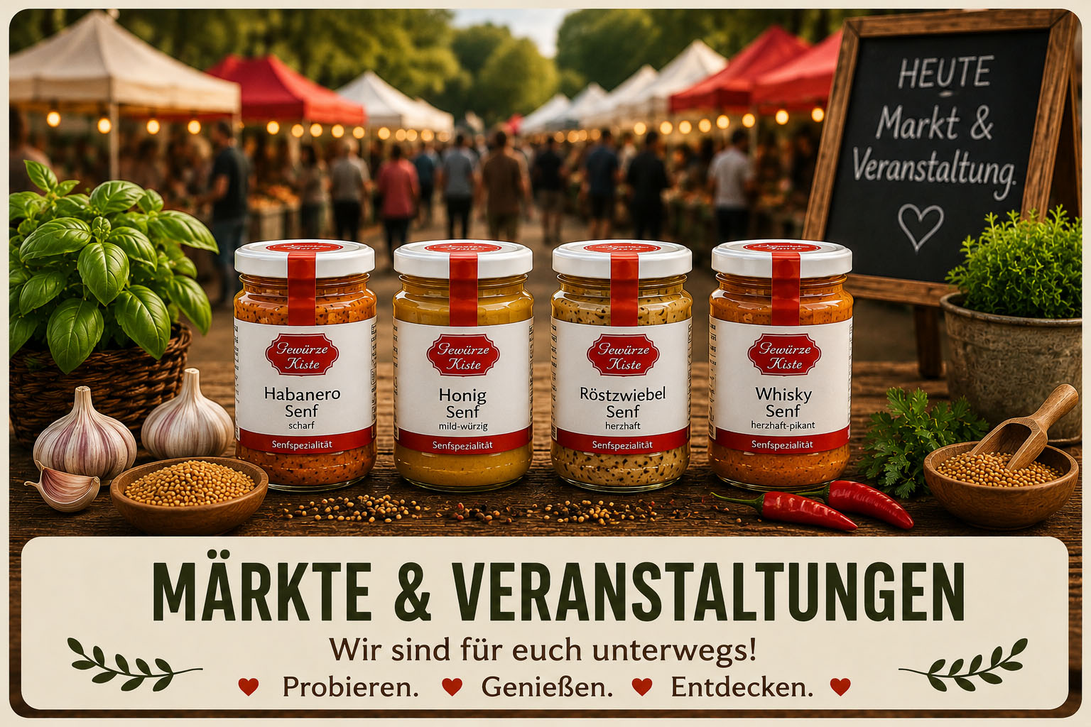 Gewürze Kiste auf Märkten und Veranstaltungen